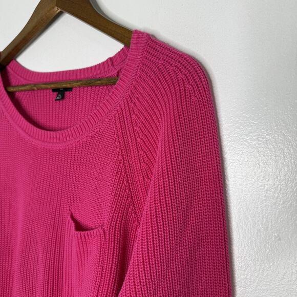 Talbots Sweater Womens 2X Pink Knit Pullover Pima Cotton Plus Size Pocket Cable - Picture 2 of 7
